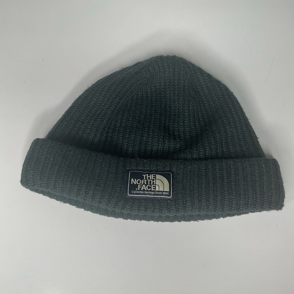 The North Face Black Ribbed Knit Hat with Logo